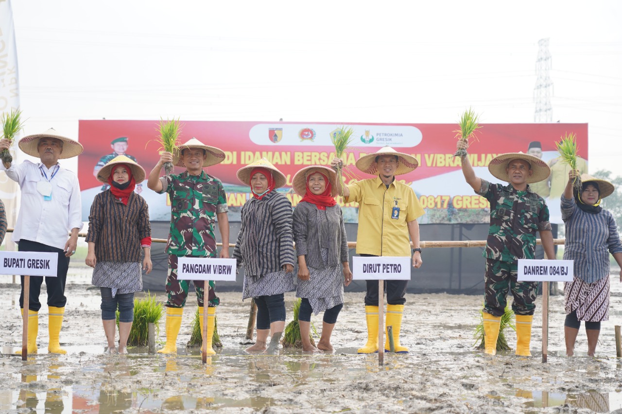 Program Ketahanan Pangan Nasional, Pangdam Brawijaya Laksanakan Tanam Padi di Gresik