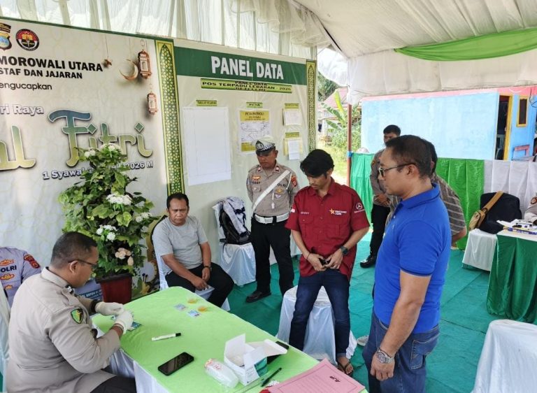 Polres Morowali Utara Gelar Ramp Check dan Tes Urin Sopir Bus. (Foto : Humas Polres Morut)